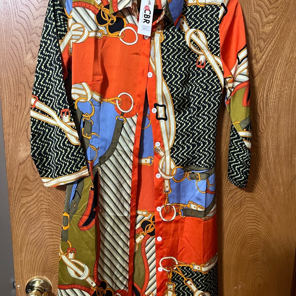 Colorful Patterned Button-Up Shirt - Picture 8 of 8